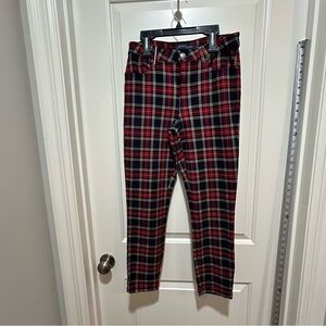 Tommy Hilfiger women’s size 10 Red and Navy Plaid Pants. Stretchy. Like New